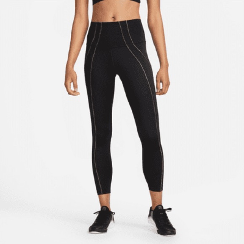 Nike Yoga Dri-FIT lurex tape 7/8 high-waisted leggings in black